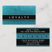 ブルーグリッター白黒メイクアップアーティストヘアサロン 予約カード (正面/裏面)