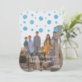 ブルーグリッター紙吹雪ホリデーフォトカード シーズンカード (スタンド正面)