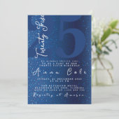 ブルーグリッター誕生日きらめくグラムパーティー 招待状 (スタンド正面)