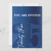 ブルーグリッター誕生日きらめくグラムパーティー 招待状 (裏面)