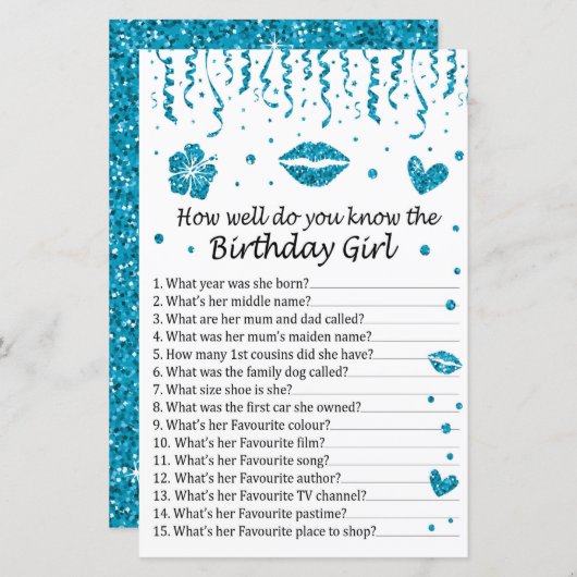 ブルーグリッター誕生日はどのくらいよく知っている (正面/裏面)