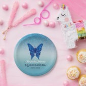 ブルーグリッター誕生日 ペーパープレート (パーティー)