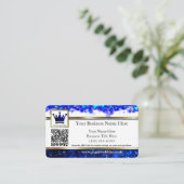 ブルーグリッター金ゴールドストライプの名刺 名刺 (スタンド正面)