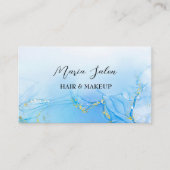 ブルーグリッター金ゴールド水彩名刺 名刺 (正面)