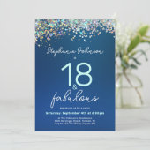ブルーグリッター18と素晴らしい18th誕生日パーティー 招待状 (スタンド正面)