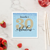 ブルーグリッター30と素晴らしい誕生日パーティー スタンダードカクテルナプキン (インサイチュ)