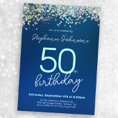 ブルーグリッター50thバースデーパーティー 招待状