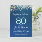 ブルーグリッター80と素晴らしい80th誕生日パーティー 招待状 (スタンド正面)