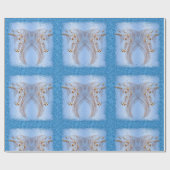 ブルーグリッター&ゴールデンユニコーン誕生日 ラッピングペーパー (フラット)