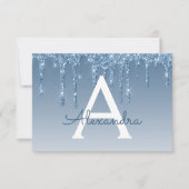 ブルーグリッター スウィート16 セーブ・ザ・デート 招待状 (正面)