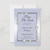 ブルーグリッター&ダイヤモンドデコレーション誕生日 セーブザデート (正面)