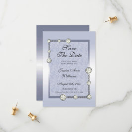 ブルーグリッター&ダイヤモンドデコレーション誕生日 セーブザデート