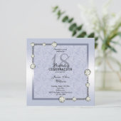 ブルーグリッター&ダイヤモンドデコレーション誕生日 招待状 (スタンド正面)