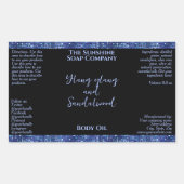 ブルーグリッター&ブラック化粧品ボトルラベル 長方形シール (正面)