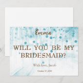 ブルーグリッター ミニマル スクリプト 花嫁の提案 招待状 (正面/裏面)