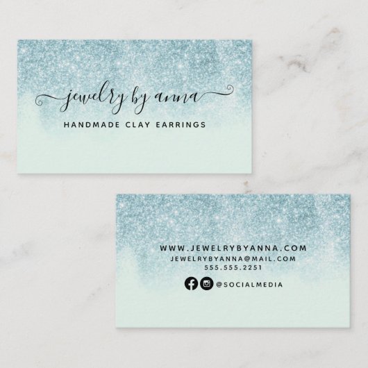 ブルーグリッター 名刺 (正面/裏面)