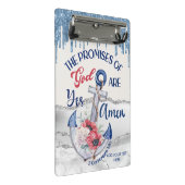 ブルーグリッターYesとアーメン2コリント1:20聖書 ミニクリップボード (アングル)