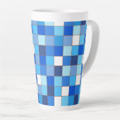 ブルーグリッドラテマグカップ カフェラテマグ (右アングル)