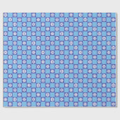 ブルーグリッド上の白い雪 ラッピングペーパー (フラット)