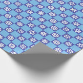 ブルーグリッド上の白い雪 ラッピングペーパー (角)