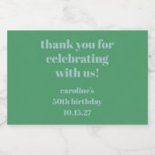 ブルーグリモダンーンカスタム誕生日50thありがとう スパークリングワインラベル (シングルラベル)