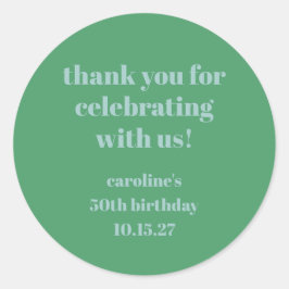 ブルーグリモダンーンカスタム誕生日50thありがとう ラウンドシール