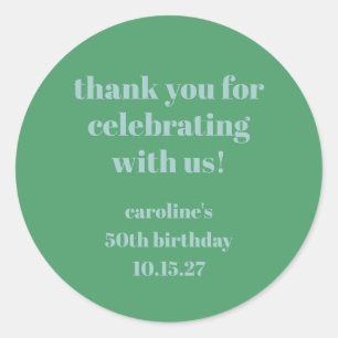 ブルーグリモダンーンカスタム誕生日50thありがとう ラウンドシール