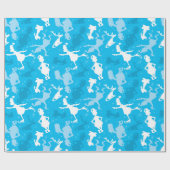 ブルーグリンチアイススケートで滑るパターン ラッピングペーパー (フラット)