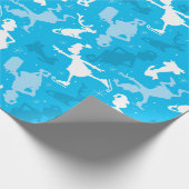 ブルーグリンチアイススケートで滑るパターン ラッピングペーパー (角)