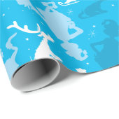 ブルーグリンチアイススケートで滑るパターン ラッピングペーパー (ロールコーナー)