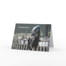 ブルーグリーティングカードに騎手を入れた競走馬