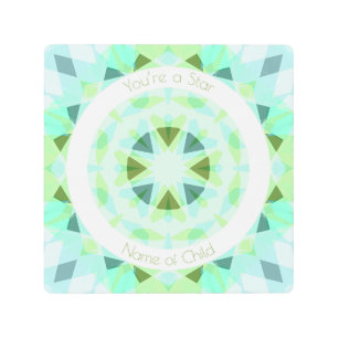 ブルーグリーンあなたはStar Kids男の赤ちゃん子供部屋 メタルプリント