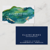 ブルーグリーンおよび金ゴールド（ばちゃばちゃ）跳ねる名刺 名刺 (正面/裏面)