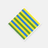 ブルーグリーンとイエローのストライプデザイン スタンダードカクテルナプキン (角)