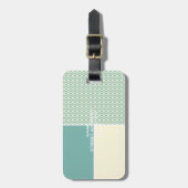 ブルーグリーンとクリームフローラ、ヴィンテージシャルボード ラゲッジタグ (正面縦)