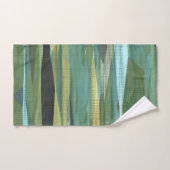 ブルーグリーンとグレイモダンアート バスタオルセット (ハンドタオル)