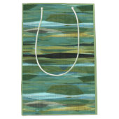 ブルーグリーンとグレイモダンアート ミディアムペーパーバッグ (正面)