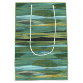 ブルーグリーンとグレイモダンアート ミディアムペーパーバッグ (裏面)