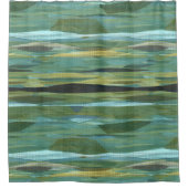 ブルーグリーンとグレーモダンアートシャワーカーテン シャワーカーテン (正面)