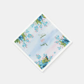 ブルーグリーンとソフトピンクス スタンダードカクテルナプキン (角)