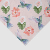 ブルーグリーンとピンクのハイビスカスとハミングバード 薄葉紙 (詳細)