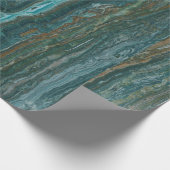 ブルーグリーンとブラウンの大理石テクスチャ ラッピングペーパー (角)