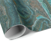 ブルーグリーンとブラウンの大理石テクスチャ ラッピングペーパー (ロールコーナー)