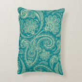 ブルーグリーンとベージュクレメヴィンテージペイズリー アクセントクッション (裏面(縦))