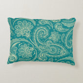 ブルーグリーンとベージュクレメヴィンテージペイズリー アクセントクッション (裏面)