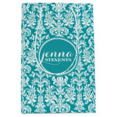 ブルーグリーンとホワイトのヴィンテージマスク ミディアムペーパーバッグ (正面)