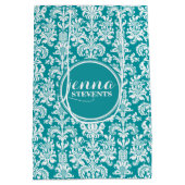 ブルーグリーンとホワイトのヴィンテージマスク ミディアムペーパーバッグ (裏面)