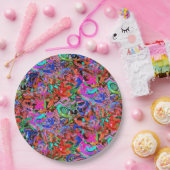 ブルーグリーンとレッドのグラフィティ ペーパープレート (パーティー)