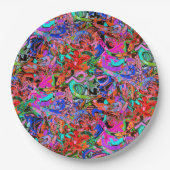 ブルーグリーンとレッドのグラフィティ ペーパープレート (正面)