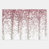 ブルーグリーンとレッドシークインのキラキラのラッピング紙 ラッピングペーパーシート (正面3)